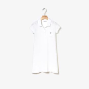 Lacoste Polo-Style Cotton Dress - Šaty Dětské Bílé | CZ-5Z6Juf